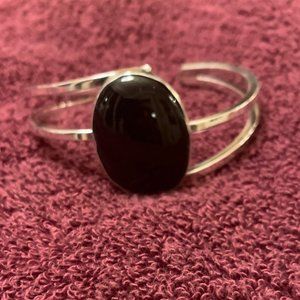 cuff bracelet onyx and sterling silver